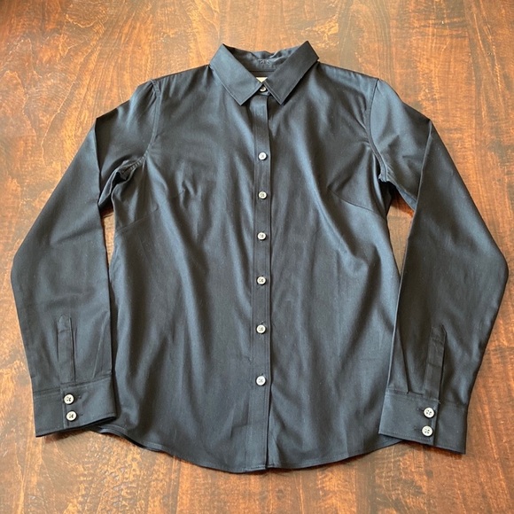 BANANA Republic Long Sleeve Non-Iron Fitted Sateen Shirt Black Size 10 - Picture 5 of 14